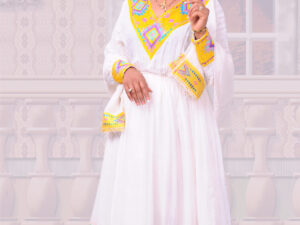 Luxury Pink Delicate Habesha Dress with Modern Styling and Exquisite Detailing