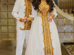 Golden Tilet Habesha Wedding Dress: A Breathtaking Design for the Perfect Couple