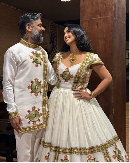 Vibrant New Design: Habesha Wedding Attire for Modern Couples - Celebrate in Style