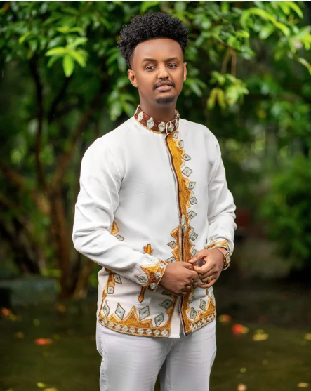 Classic Ethiopian Habesha Shirt with Graceful Golden Embroidery